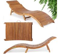 Casaria® Chaise Longue Bois d'acacia certifié FSC® Pliable Valise Ergonomique Ajustable Chaise Longue de Jardin en Bois