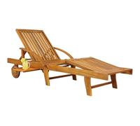 CASARIA Chaise Longue en Bois avec Roues Jardin