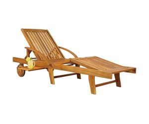 CASARIA Chaise Longue en Bois avec Roues Jardin