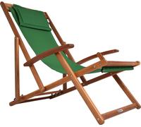 CASARIA® Chaise longue en bois Résistant aux intempéries Pliable Réglable 160kg Charge admissible Accoudoir Coussin de nuque Jardin Balcon Chaise longue Acacia 94x94x60cm Vert