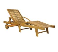 Casaria® Chaise Longue Jardin Exterieur Tami Sun en Bois D Acacia Chaise Pliante avec Roues Type Transat Bain De Soleil Chaise Bois pour Salon De Jardin Exterieur