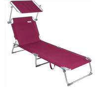 Casaria Chaise Longue Pliable Ibiza Rouge Dossier réglable Pare-Soleil intégré Compacte et transportable Toile imperméable