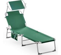 Casaria Chaise Longue Pliable Ibiza Vert Dossier réglable Pare-Soleil intégré Compacte et transportable Toile imperméable