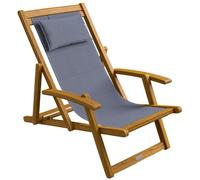 Casaria® Chaise Longue Pliante en Bois Anthracite