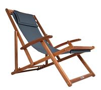 Casaria® Chaise Longue Pliante en Bois Anthracite Chaise de Plage 3 Positions Chilienne transat Jardin Exterieur