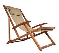 Casaria® Chaise Longue Pliante en Bois Beige Chaise de Plage 3 Positions Chilienne transat Jardin Exterieur