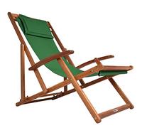 Casaria® Chaise Longue Pliante en Bois Vert Chaise de Plage 3 Positions Chilienne transat Jardin Exterieur