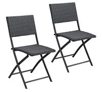 Casaria Chaise Pliante en polyrotin Set de 2 Charge Max. 120 kg Légère Résistante aux intempéries Jardin Terrasse Balcon Camping Chaise