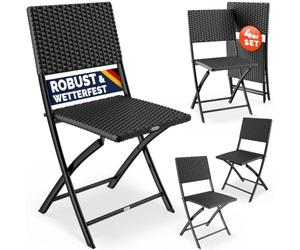 Casaria Chaise Pliante en polyrotin Set de 4 Charge Max. 120 kg Légère Résistante aux intempéries Jardin Terrasse Balcon Camping Chaise