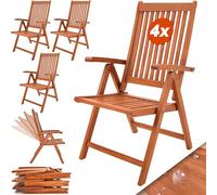 Casaria Chaises Pliantes Vanamo Bois d'eucalyptus Set de 4