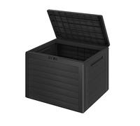 Casaria® Coffre de Jardin Exterieur 190 L Anthracite - Caisse de rangement étanche Effet Bois - Malle avec poignées latérales pour Jardin Terrasse ou Balcon