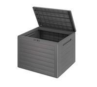 Casaria® Coffre de Jardin Exterieur 190 L Gris - Caisse de rangement étanche Effet Bois - Malle avec poignées latérales pour Jardin Terrasse ou Balcon