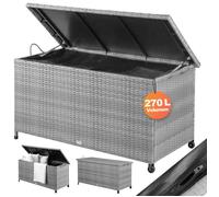 CASARIA® Coffre de jardin XXL Gris Coffre de rangement avec roulettes 420L étanche Vérin à gaz 122x56x61cm Jardin Balcon