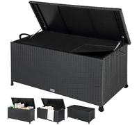 CASARIA® Coffre de jardin XXL Noir Coffre de rangement avec roulettes 420L étanche Vérin à gaz 122x56x61cm Jardin Balcon