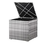 Casaria Coffre de rangement 318 L avec couvercle 75x75x70cm idéal coussin polyrotin Résistant intempéries Revêtement imperméable Intérieur Balcon Gris