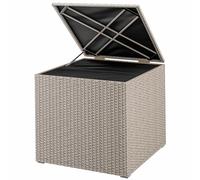 CASARIA Coffre de Rangement 318L Beige avec Couvercle et Vérin à Gaz | En Polyrotin, Résistant, Forme Cube, Dim. 75x75x70cm, pour Coussins, Imperméable, pour Intérieur Extérieur