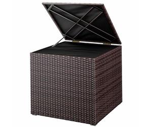 Casaria Coffre de Rangement 318L Brun avec Couvercle et Vérin à Gaz | En Polyrotin, Résistant, Forme Cube, Dim. 75x75x70cm, pour Coussins, Imperméable, pour Intérieur Extérieur