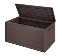 CASARIA® Coffre de rangement Brun 280 L Verrouillable & Etanche | Malle de Jardin Pratique Pour Rangement Coussins & Accessoires, Intérieur ou Extérieur, Avec Poignées latérales, 116x43x54cm