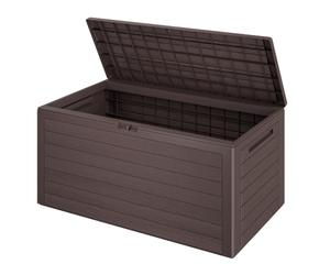 CASARIA® Coffre de rangement Brun 280 L Verrouillable & Etanche | Malle de Jardin Pratique Pour Rangement Coussins & Accessoires, Intérieur ou Extérieur, Avec Poignées latérales, 116x43x54cm
