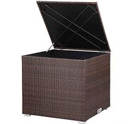Casaria® Coffre de rangement en polyrotin 318 L marron avec couvercle 75x75x70cm Résistant aux intempéries Balcon
