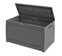 Casaria Coffre de Rangement Gris Malle 310 litres Stockage Coussins avec roulettes Extérieur Jardin