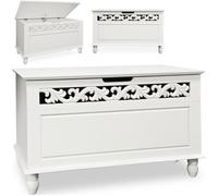 Deuba CASARIA® Coffre en bois Jersey Blanc vintage XXL espace de rangement banquette boîte Commode coffre à linge blanc 80x40cm