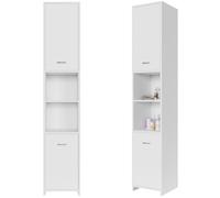 CASARIA® Colonne de salle de bain blanche Armoire de rangement 180x30x30cm Meuble haut de salle de bains Étagère 6 niveaux