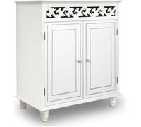 Casaria® Meuble de Rangement Blanc, Commode en Bois Vintage, 2 Portes, Buffet Bas Polyvalent, Style Classique, Motifs sculptés - Idéal Salon, Entrée, Dressing ou Chambre - 76x65x35 cm