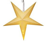 Étoile de noël LED à suspendre Décoration lumineuse en papier 60 cm blanc Lanterne déco à piles Étoile 5 pointes