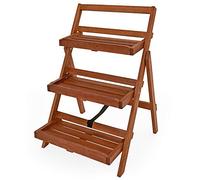 Casaria Échelle à fleurs 3 étages bois d'acacia 56 x 59 x 79 cm décoration jardin balcon