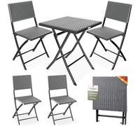 Casaria® Ensemble de meubles de balcon 3 pièces en polyrotin - Pliable - Peu encombrant - 2 personnes - Résistant aux intempéries - Pour balcon, terrasse, bistro, jardin - Anthracite