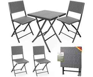 Casaria® Ensemble de meubles de balcon 3 pièces en polyrotin - Pliable - Peu encombrant - 2 personnes - Résistant aux intempéries - Pour balcon, terrasse, bistro, jardin - Anthracite
