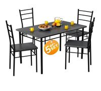 CASARIA® Ensemble LEO table avec 4 chaises anthracite MDF métal laqué Ensemble 5 pièces pour salle à manger cuisine