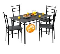 Casaria® Ensemble Leo Table avec 4 chaises Anthracite MDF métal laqué Ensemble 5 pièces pour Salle à Manger Cuisine