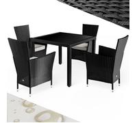 CASARIA® Ensemble salon de jardin 5 pièces polyrotin noir set 1 table + 4 chaises avec coussins bar de jardin exterieur