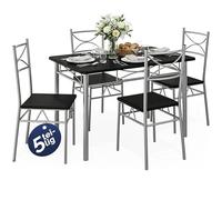 Casaria Ensemble Table à Manger avec 4 chaises Noir