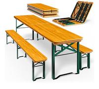 Casaria Ensemble Table et 2X bancs Bois Pliable