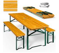 Ensemble Table et 2 bancs de jardin avec trou pour parasol - Salon de jardin