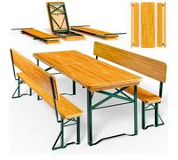 CASARIA® Ensemble table et bancs pliants en bois 170 cm avec dossiers 8 personnes Salon de jardin terrasse fête