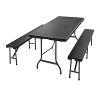 CASARIA® Ensemble Table Pliante et 2 bancs 180 cm Table de Jardin 8 Personnes Camping terrasse Pique-Nique