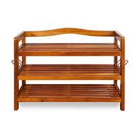 Casaria® Étagère à Chaussures 3 Niveaux Meuble de Rangement en Bois d'acacia 62x85x26cm entrée Salon Salle de Bain
