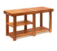 Casaria® Étagère à Chaussures avec Banc 2en1 en Bois d'acacia Meuble de Rangement 3 Niveaux entrée Salon Salle de Bain