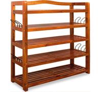 CASARIA® Étagère à chaussures en bois certifiée FSC® 5 niveaux 80x26x82cm Acacia Étroite Peu encombrante Ouverte Couloir Salle de bain Armoire à chaussures Coffre à chaussures Marron