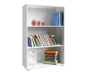 Casaria Étagère bibliothèque Blanc 115 x 60 x 28 cm Meuble de Rangement Vela 3 Compartiments pour Salon Bureau Chambre