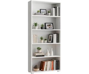 Casaria® Étagère bibliothèque Blanc 190 x 60 x 28 cm Meuble de Rangement Vela 5 Compartiments pour Salon Bureau Chambre