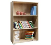 Casaria Étagère bibliothèque chêne 115 x 60 x 28 cm Meuble de Rangement Vela 3 Compartiments pour Salon Bureau Chambre