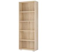 CASARIA® Étagère bibliothèque chêne 190 x 60 x 28 cm Meuble de rangement VELA 5 compartiments pour salon bureau chambre