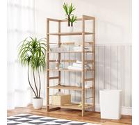 CASARIA® Étagère de rangement 5 niveaux bois 136 x 58 x 27 cm salle de bain support cuisine présentoir multifonctionnel
