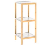 Casaria Étagère en Bambou 3 Niveaux Meuble de Rangement avec tablettes Blanches Charge Max. 30 kg Maison intérieur Salle de Bain