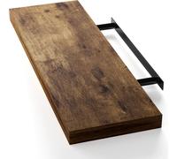 CASARIA® Étagère murale en bois Chêne foncé Étagère suspendue avec support Capacité de charge 15kg Cuisine Salon Entrée Étagère flottante Bibliothèque Étagère flottante 70cm
